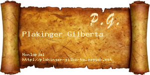 Plakinger Gilberta névjegykártya
